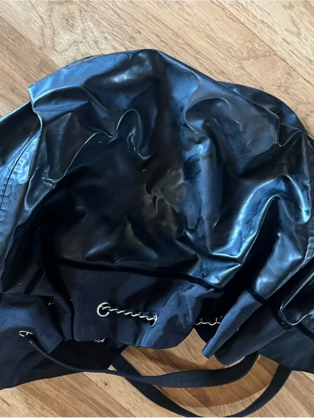 Chanel black patent spirit, XL hobo